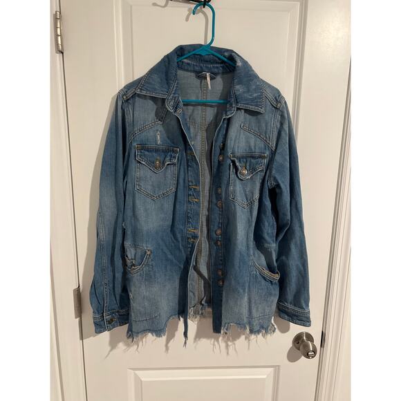 Free People Moon Child Distressed Denim Jacket – Size XS - Picture 1 of 5